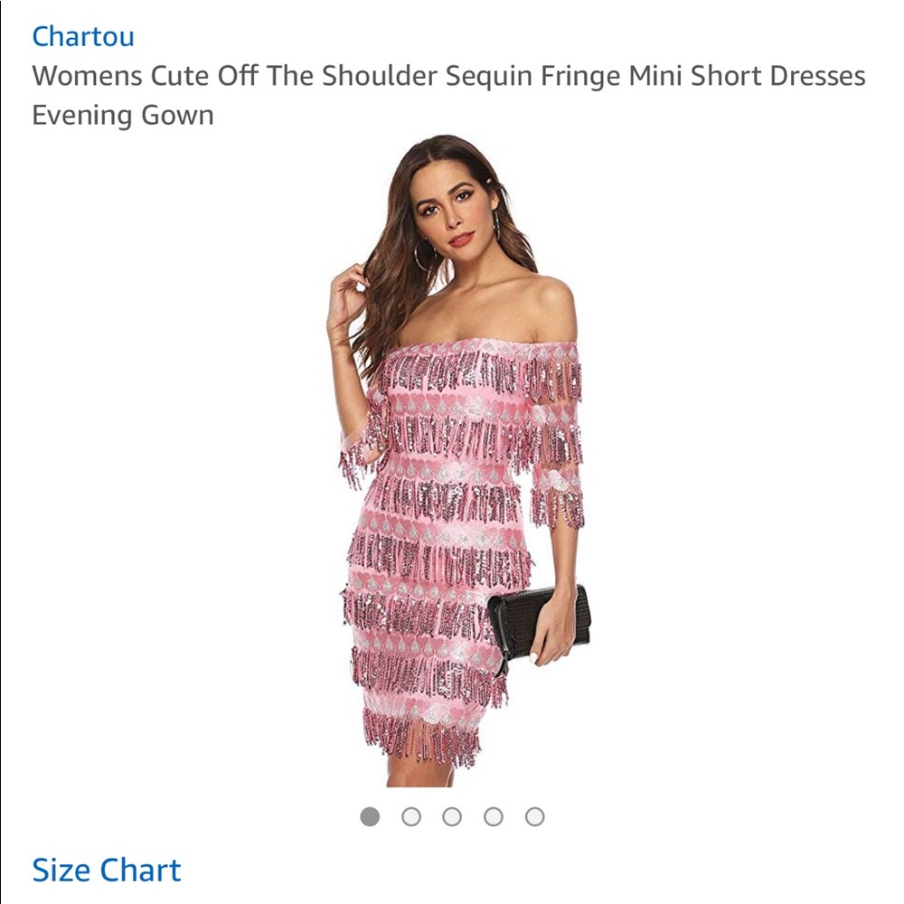 Pink & silver fringe dress